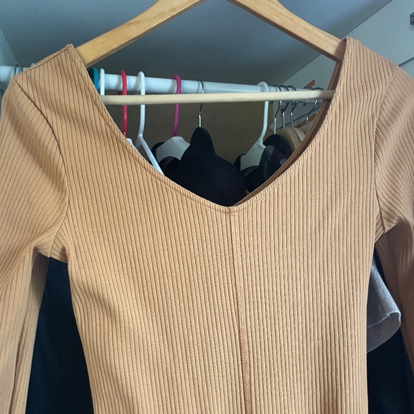 Pact Ribbed Jazz Dress, Camel, Small - Picture 3 of 5